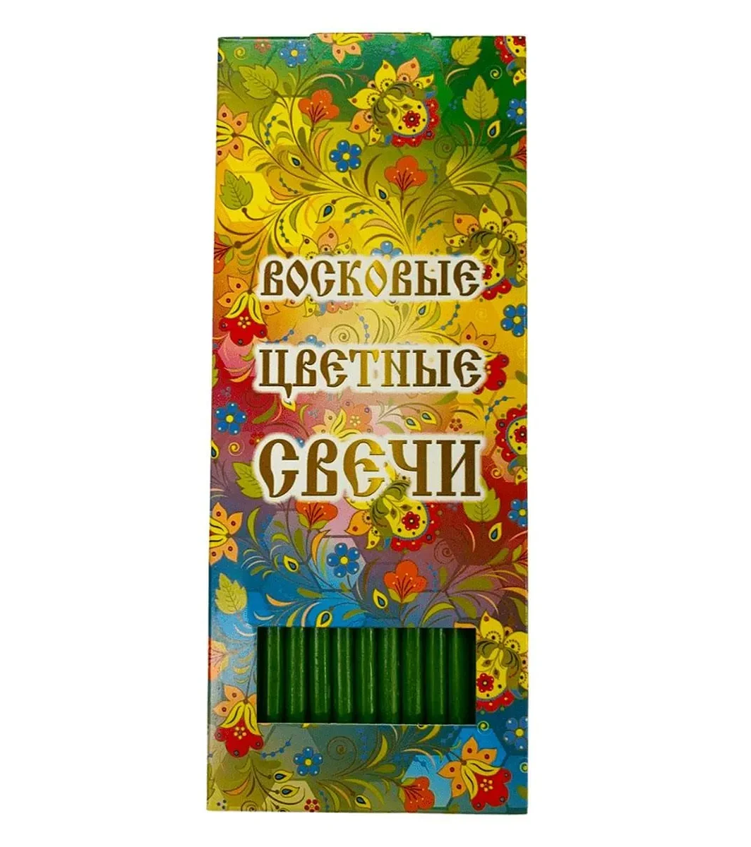 Восковые цветные свечи, зеленые